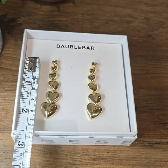 BaubleBar - Gold Heart Drop Earrings - Picture 3 of 5